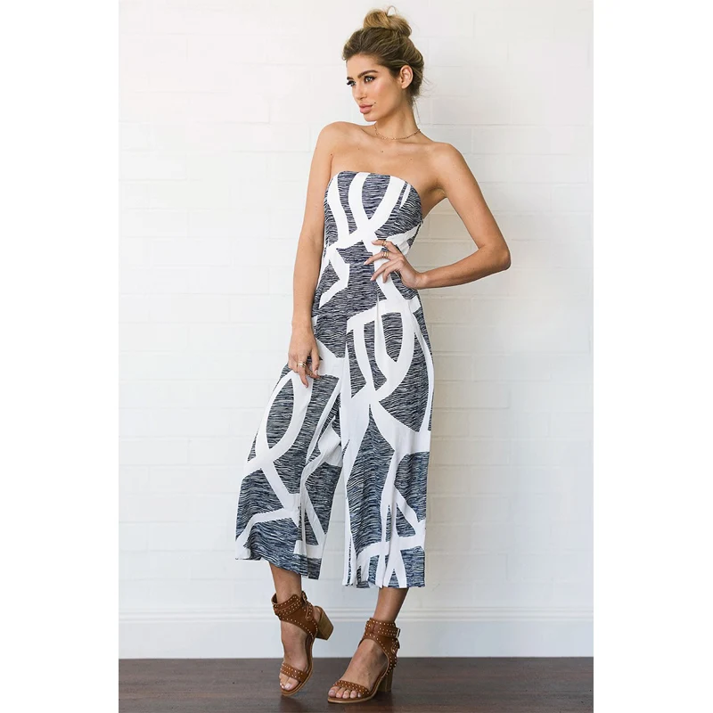 Модный комбинезон с цифровой печатью женский сексуальный открытыми плечами и