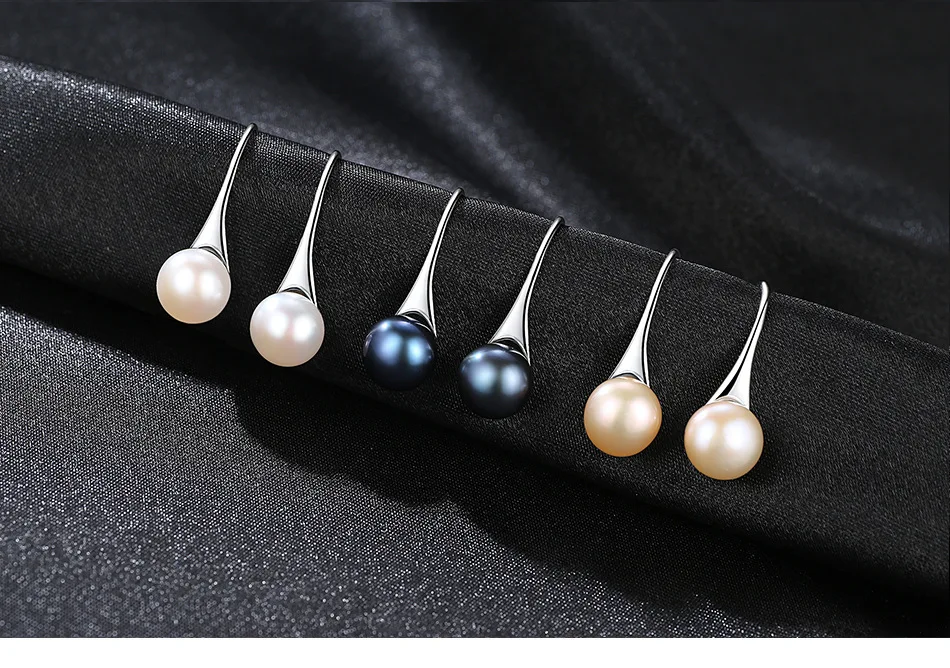 [MeiBaPJ]Natural Freshwater Pearl Fashion Drop Earrings Real 925 Sterling Silver Fine Charm Jewelry for Women | Украшения и