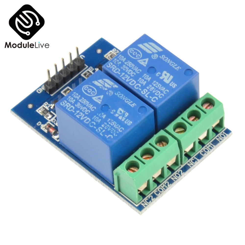 Двухканальный релейный модуль 12 в 10 А с оптроном для PIC AVR DSP ARM Arduino|Реле| |
