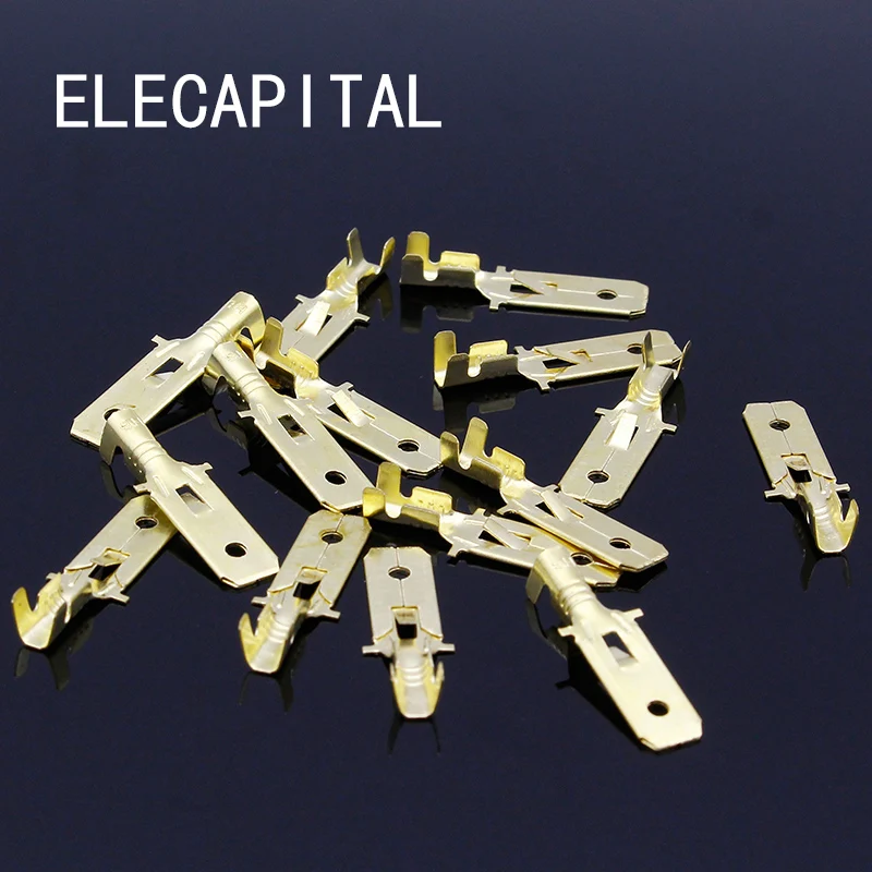 20pcs/lot 6.3mm Copper Male Wire Splice Crimp Terminal L15 Spade Connector Free Shipping | Terminals