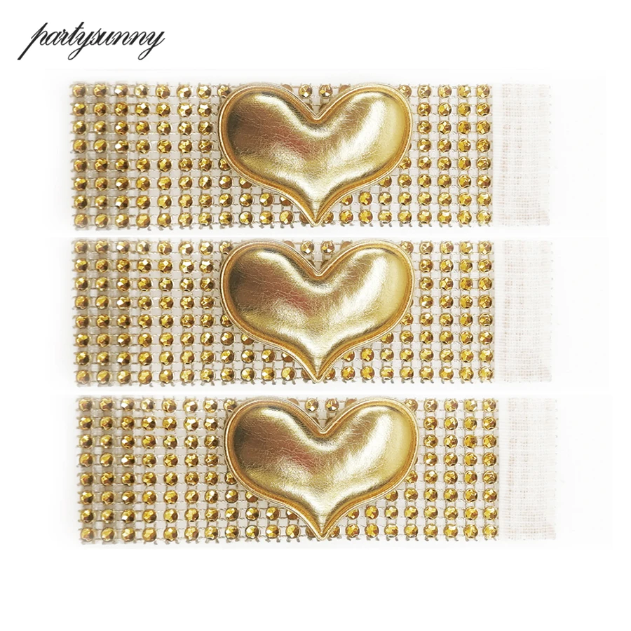 Золотые кольца для салфеток из искусственной кожи с бриллиантами в форме сердца