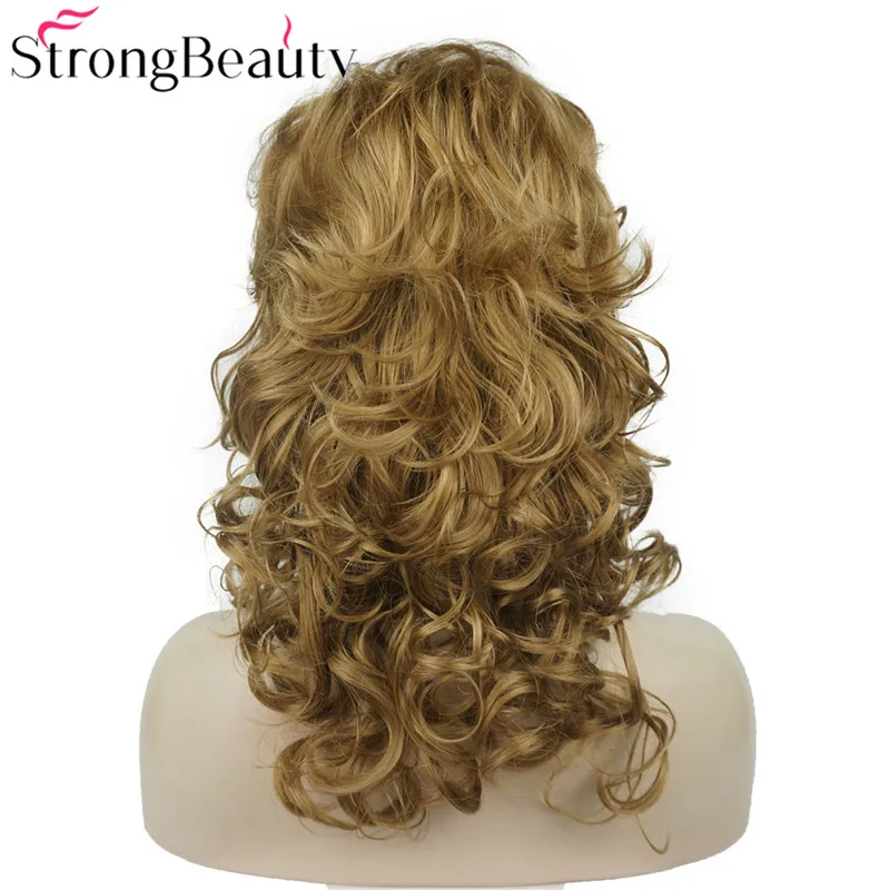 StrongBeauty длинные вьющиеся бордовые парики женские синтетические светлые волосы