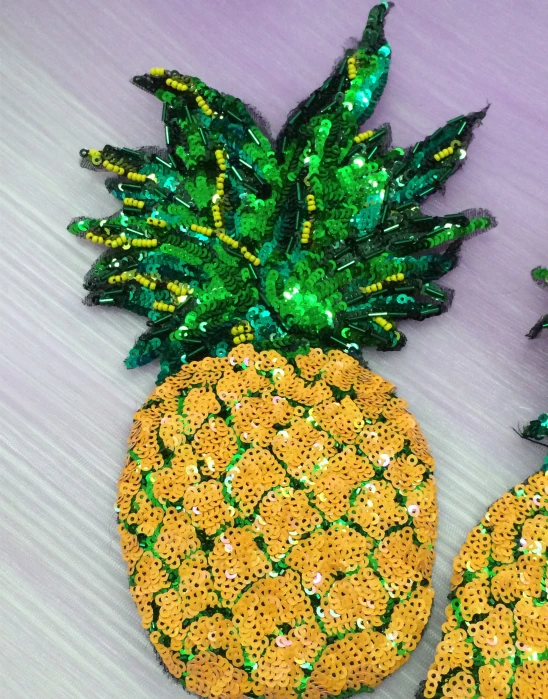 Ананас/ананас нашивки с блестками Большой значок мотивами из мультфильмов