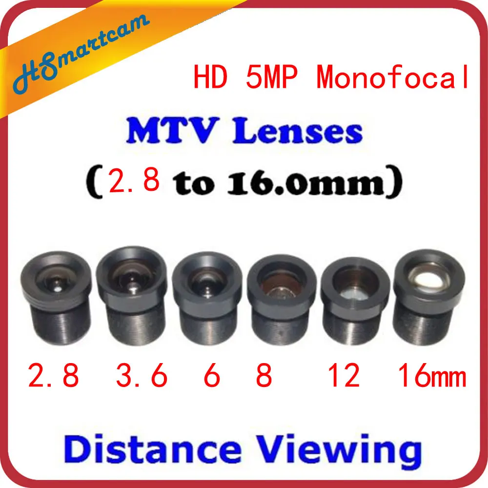 HD 1080P 5.0MP монофокальное CCTV монофокальное крепление M12/MTV Объектив Набор на расстояние(набор из 6