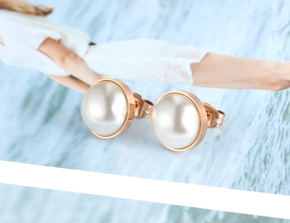 Женские серьги с искусственным жемчугом JeeMango модные серьги-гвоздики из