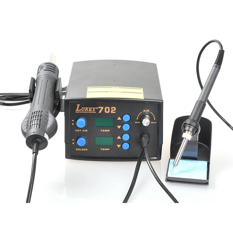 LUKEY 702 2 в 1 цифровая паяльная станция с горячим воздухом паяльник для телефона PCB BGA