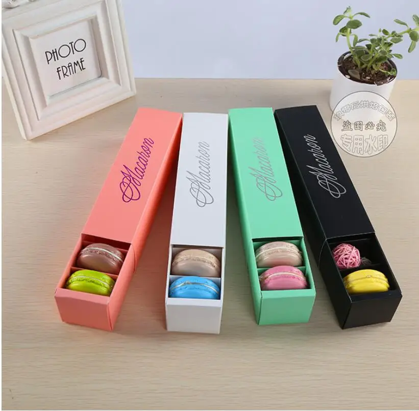 

wholesale 500pcs/lot Pink White Black and Green Dessert Macaron box 6 cavities colorful macarons pastry packaging boxes