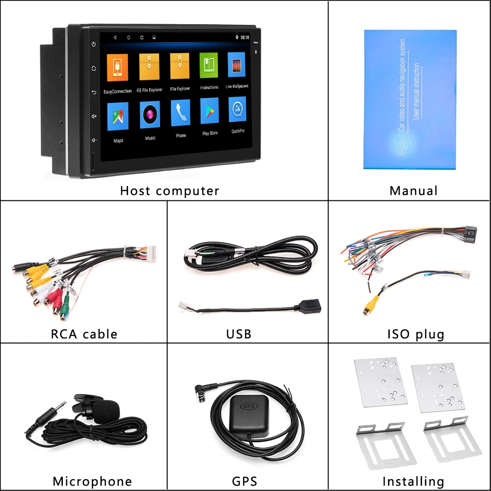 AMPrime Android 7 ''Авто Радио 2 Дин мультимедийный плеер gps навигации Сенсорный экран