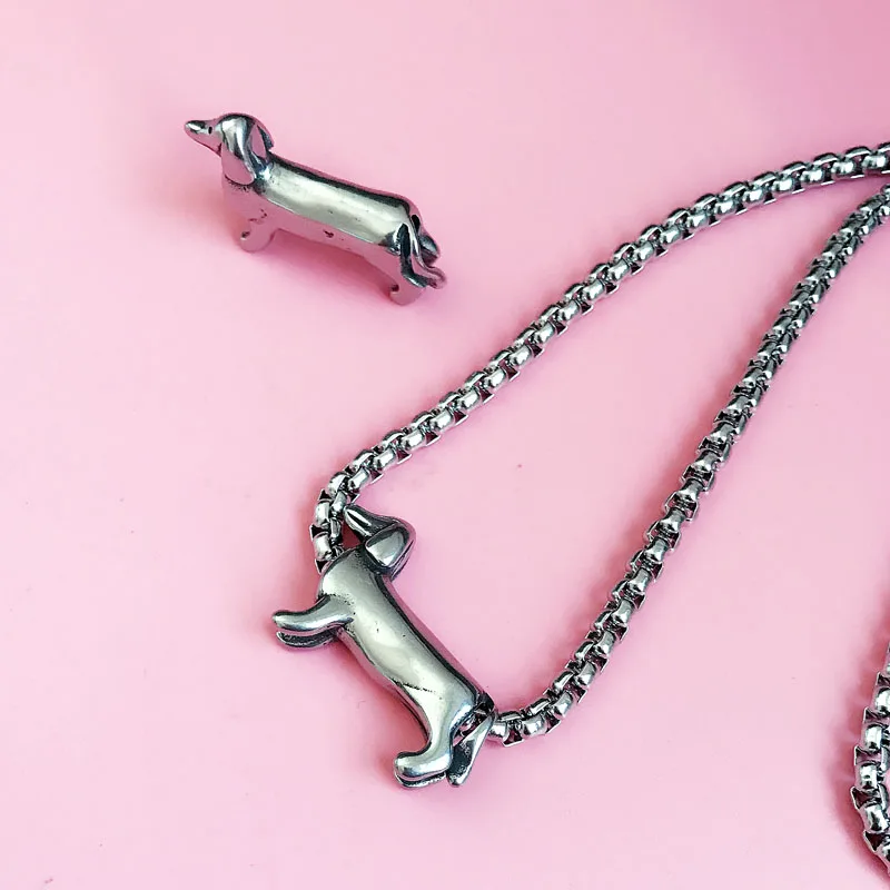 Новый металлический 3d чокер из нержавеющей стали в виде таксы &quotсобака&quot
