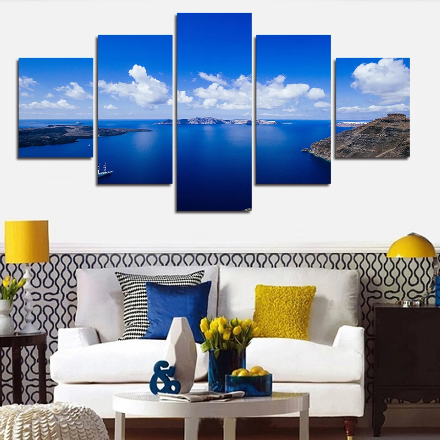 5PCS Home Decor Canvas Wall Art Painting Sea Scenery Picture Print On For The House | Дом и сад