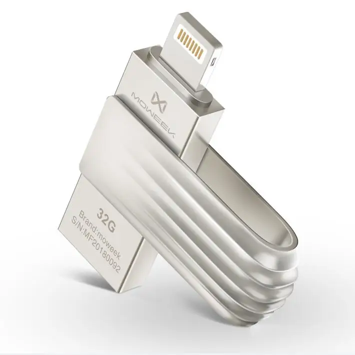 Silver USB флеш-накопитель Moweek для iphone X, Xs, Max, 8, 7, 6, ipad, USB накопитель 256 ГБ, флешка 16 ГБ, 32 ГБ, 64 ГБ, 128 ГБ, флеш-диск USB 2,0, для iphone - Цвет: Silver