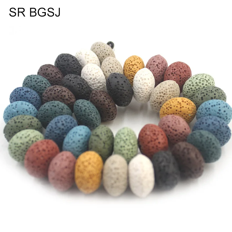 Бесплатная доставка 10x15 мм разные цвета большие бусины Rondelle цветные из лавового