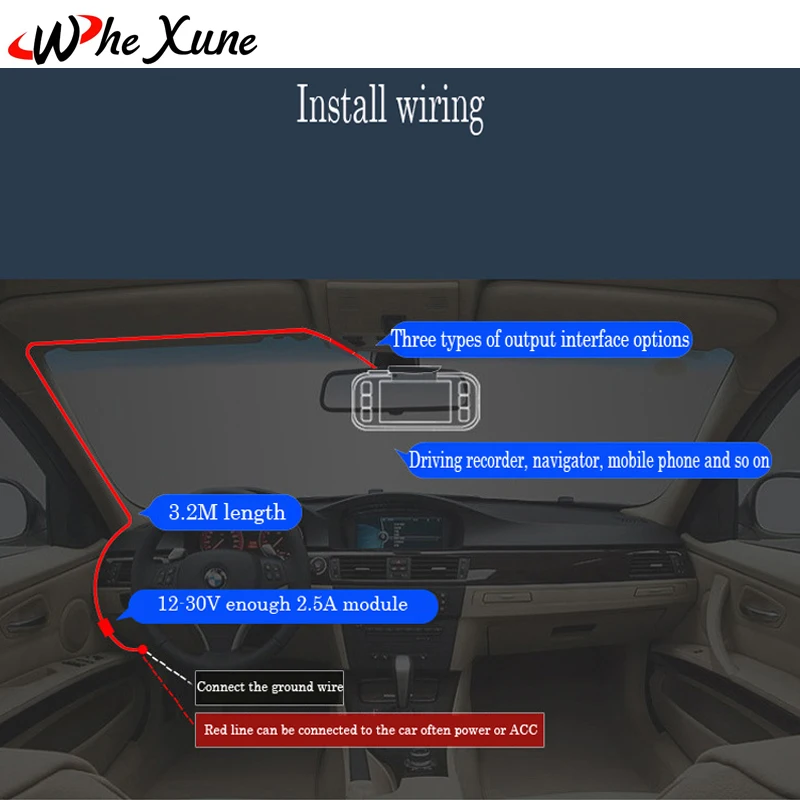 WHEXUNE Новый DC 5V 2.5A мини USB порт провод кабель Автомобильное зарядное устройство