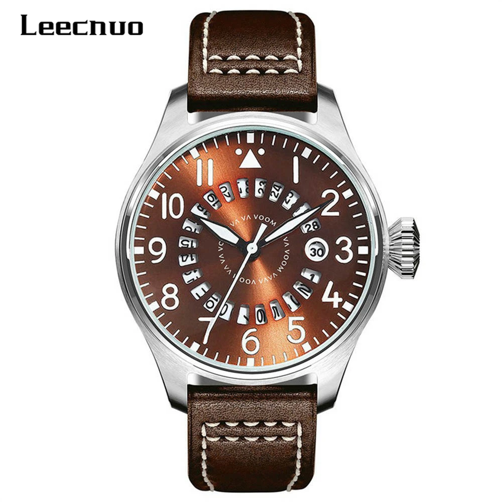Leecnuo мужские спортивные часы пилот кварцевые наручные люксовый бренд