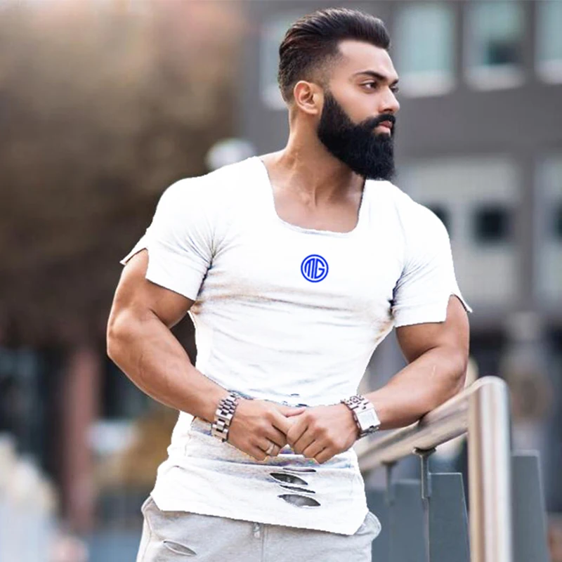 Мужская футболка с коротким рукавом Muscleguys Повседневная летняя в стиле хип хоп