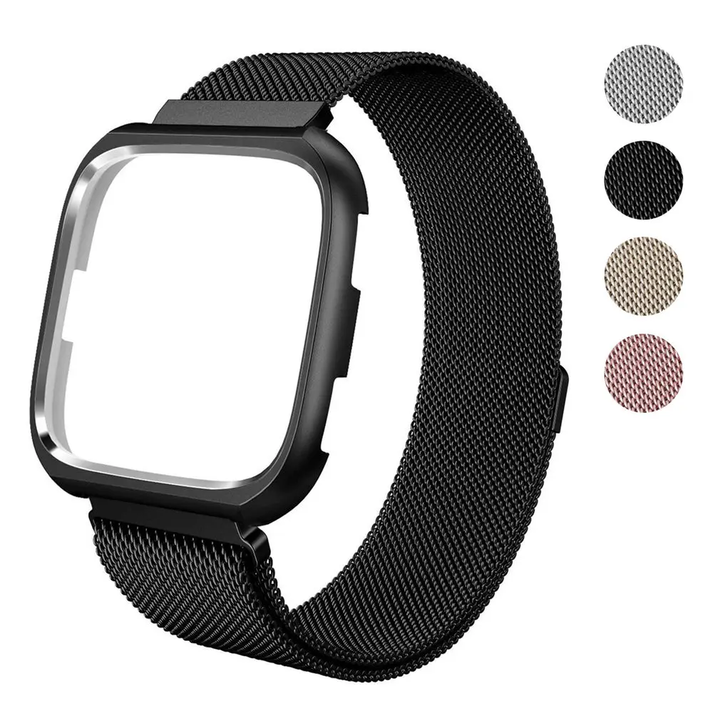 GXV Milanese Mesh Loop из нержавеющей стали металлический сменный браслет с магнитной пряжкой защитный чехол бампер для Fitbit Versa