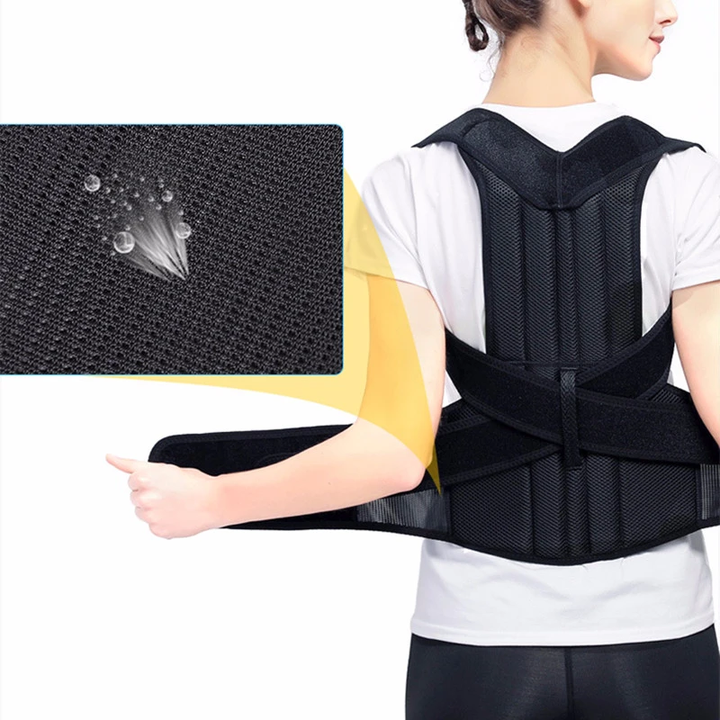 Унисекс черный Регулируемый Корректор осанки плечо спина поддержка