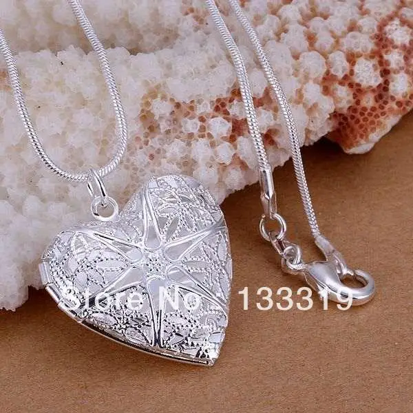 Модное ювелирное ожерелье Посеребренная Подвеска В Форме Сердца сетка цветок