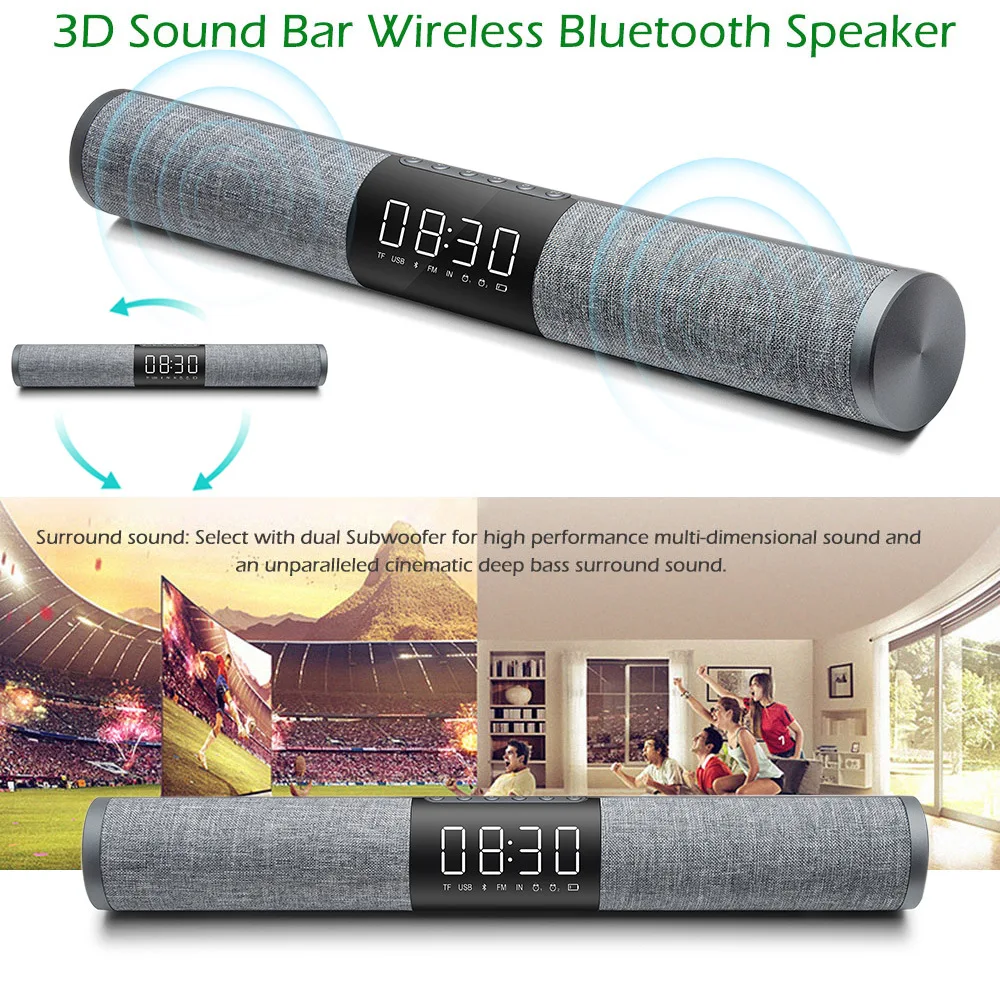 Портативный беспроводной Bluetooth динамик сабвуфер с супер басами для домашнего