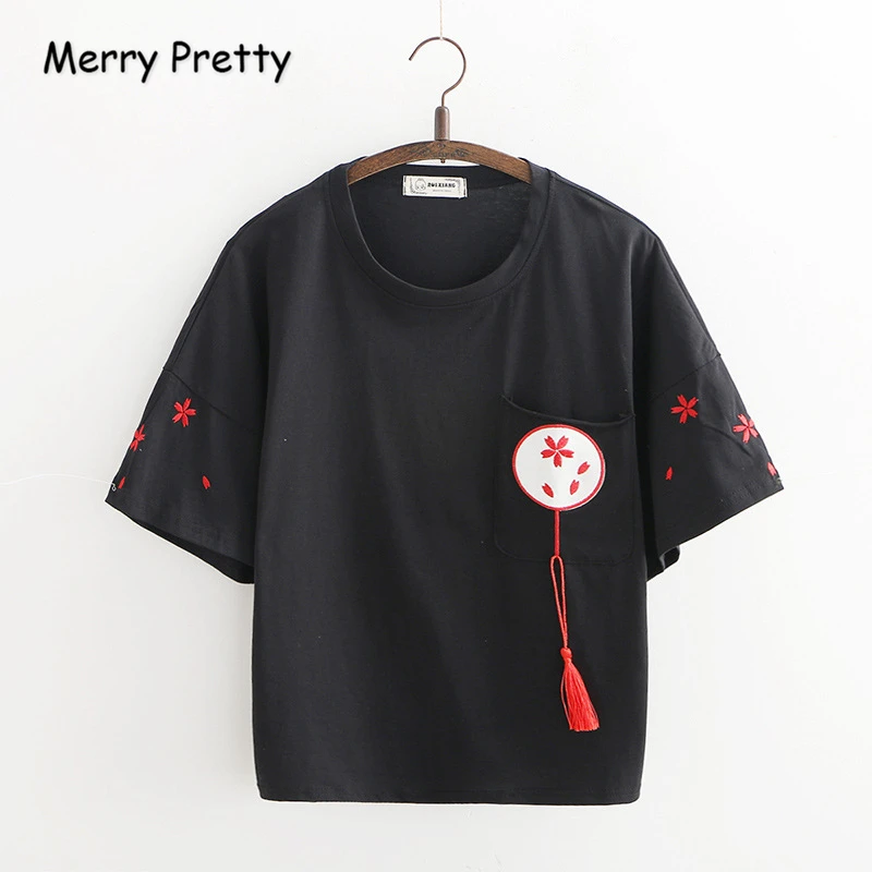 Женские хлопковые футболки MERRY PRETTY летние свободные Harajuku с коротким рукавом для