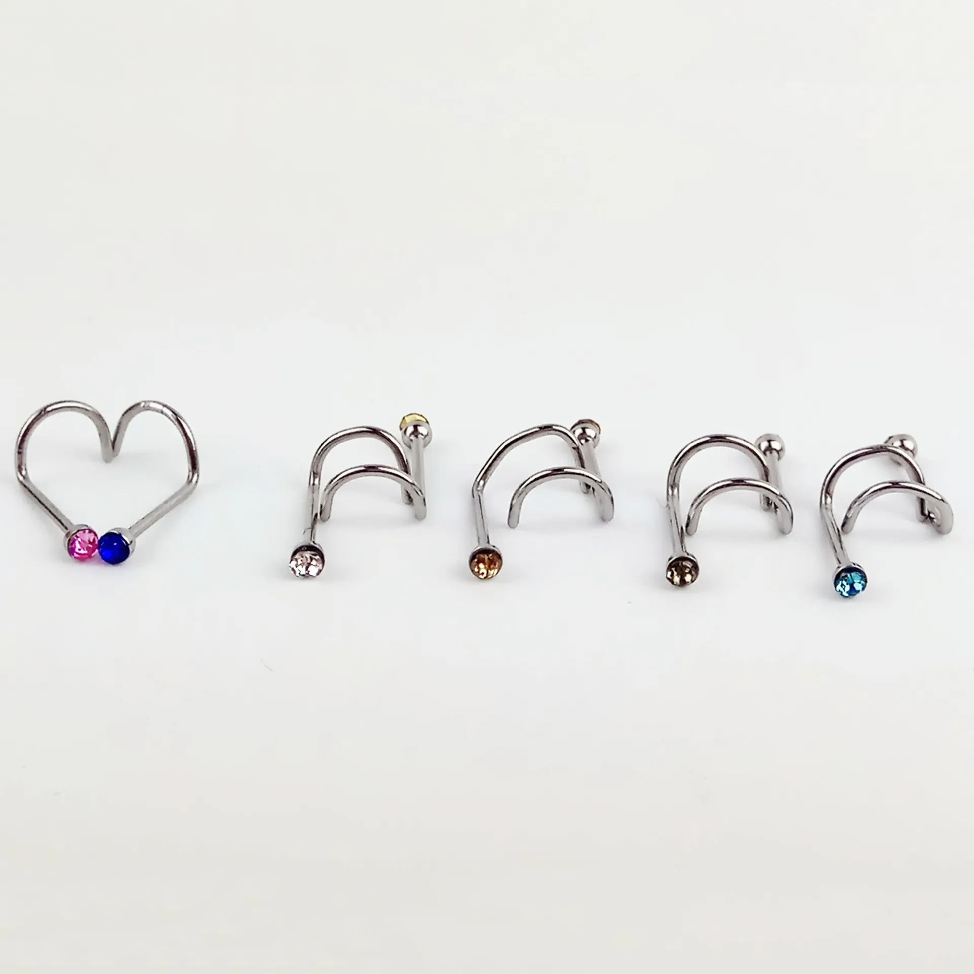DoreenBeads титановые стальные винты для пирсинга тела 2 мм многоцветные Стразы носа