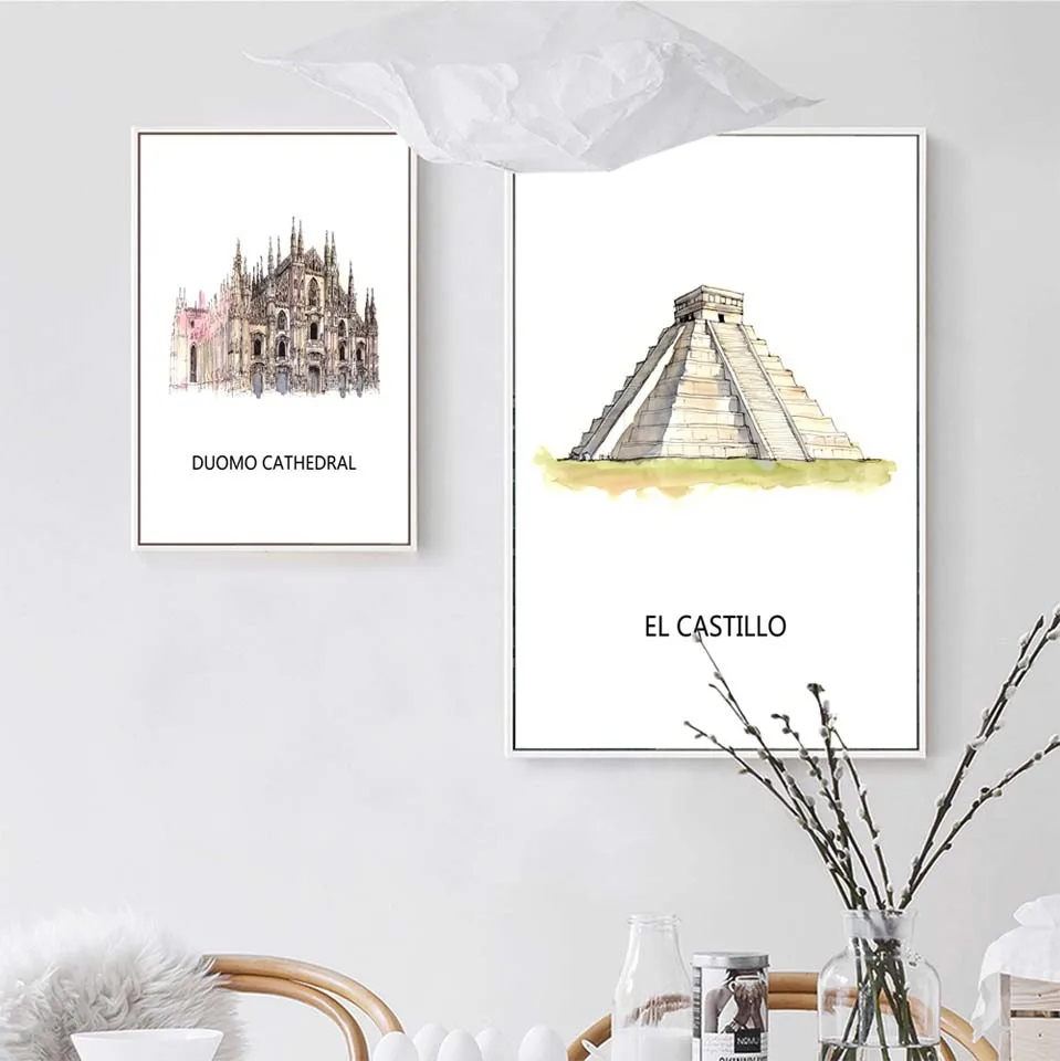 Wall Art Poster Print Canvas Home Decoration Painting Picture Watercolor painting of famous buildings world Triumphal Arch | Дом и сад