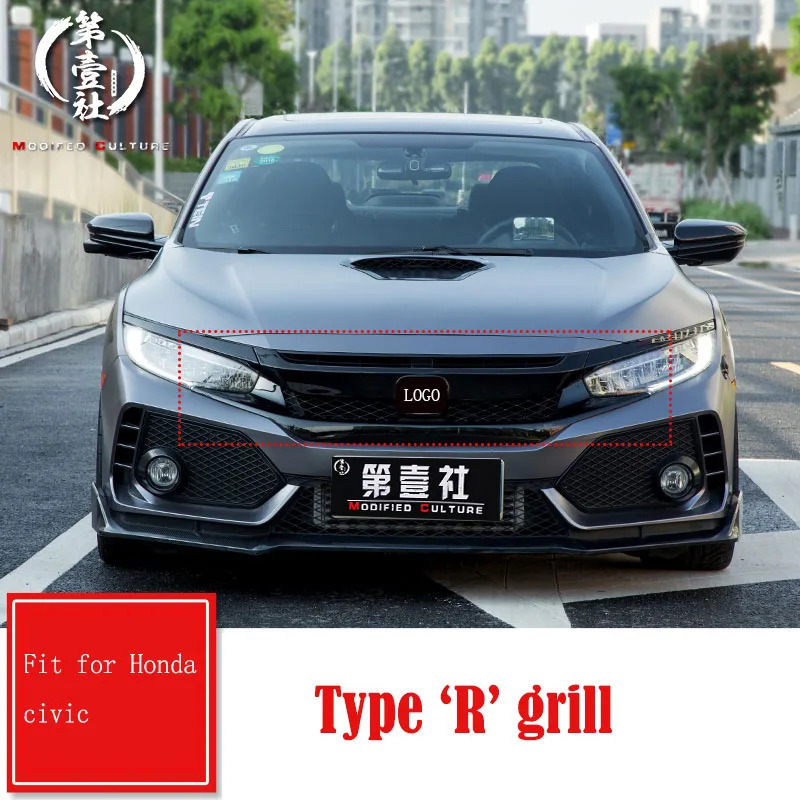 Автомобильная гоночная решетка для Honda Civic Grill 10TH- type R Sport черная решетка радиатора сотовый передний капот бампер