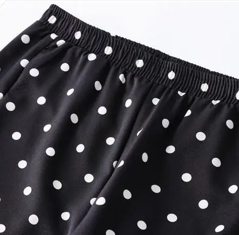 Женские широкие брюки в горошек черные красные белые элегантные штаны с