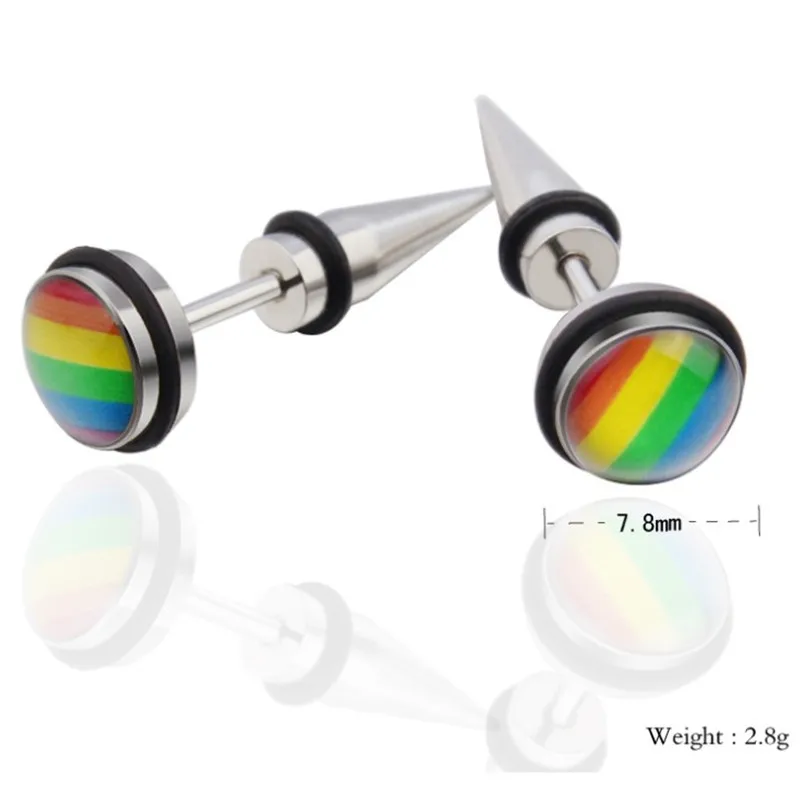 Mprainbow серьги для мужчин радужные цвета из нержавеющей стали геев 1 пара модные