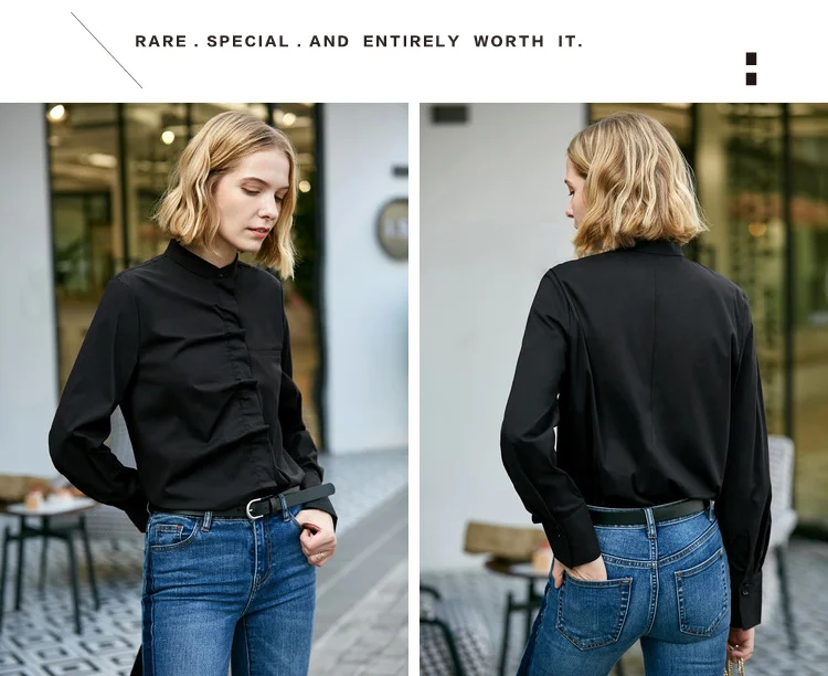 Amii Minimalist Women Shirts Spring New Office Solid Long Sleeve Folds Pleased Strand Collar Causal Female Blouse Shirt