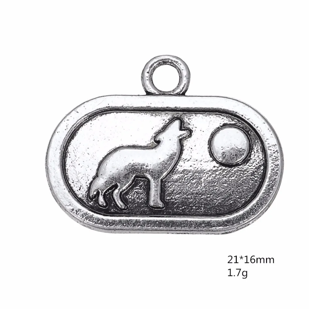 Teamer 10 шт./лот винтажный воющий волк в луне цинковый сплав модные животные шармы