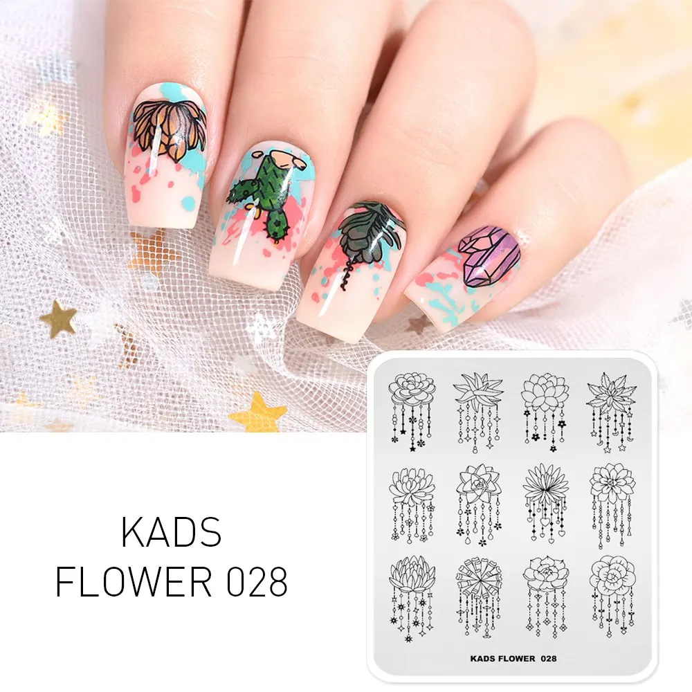 KADS шаблон для ногтей DIY штамп изображение пластина прямоугольные пластины