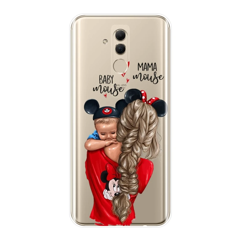Милый мягкий чехол для телефона для huawei mate 20, 10, 9 Pro, силиконовая задняя крышка для мамы и ребенка, чехол для huawei mate 7, 8, 9, 10, 20 Lite
