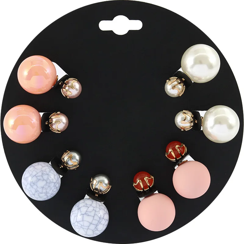 Любовь судьба 4 пар/компл. мода круглый шар Двусторонняя Стад Серьги для Для