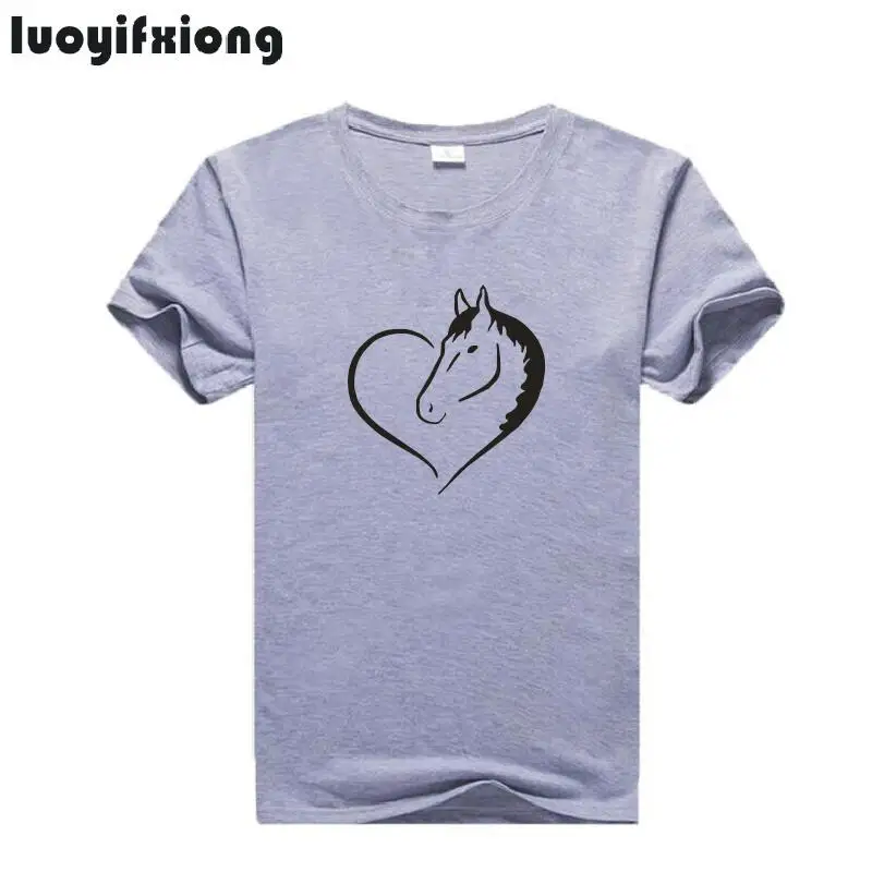 Мода лошадь футболка с принтом женские топы Короткий рукав О до образный вырез