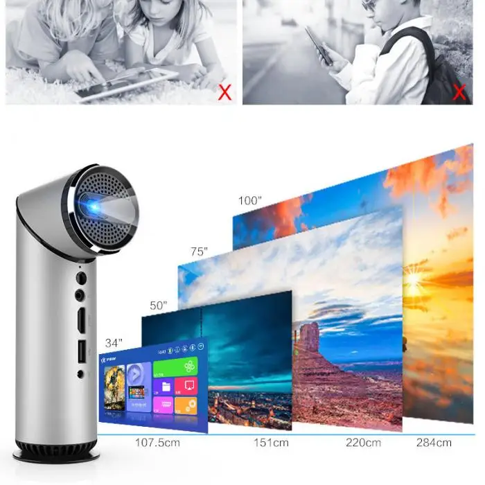 Мини-проектор 1080P видео DLP беспроводной проектор с 2,4/5G WiFi bluetooth Поддержка HDMI USB NK-Shopping