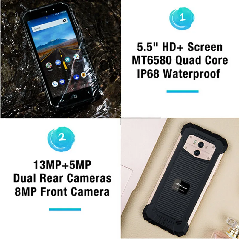 Ulefone Armor X2 водонепроницаемый мобильный телефон 5 &quotAndroid 8 1 четырехъядерный 2G 16G NFC