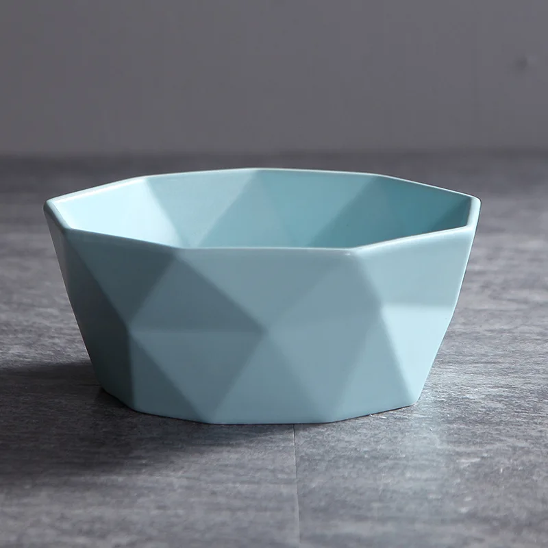Light Blue Матовый Scrub золото дрель чаша Керамика салатник завтрак лапши чаша простой Nordic ins посуда миска пластины 4/6/7 дюймов - Цвет: Light Blue