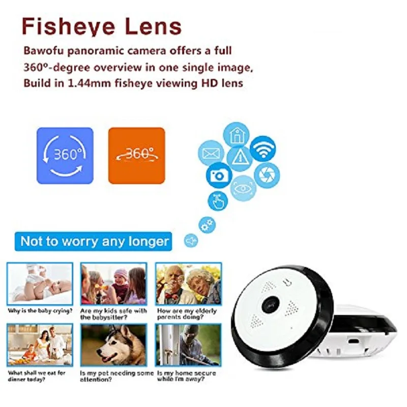 Hd Mini Cctv 360 градусов панорамный рыбий глаз IP Камера Wi-Fi Крытый Безопасности Cam