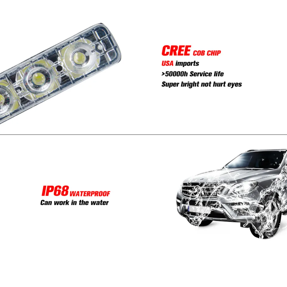 VooVoo 2 шт. DRL светодиодный Наводнение Светодиодный светильник бар рабочий 4WD 12V