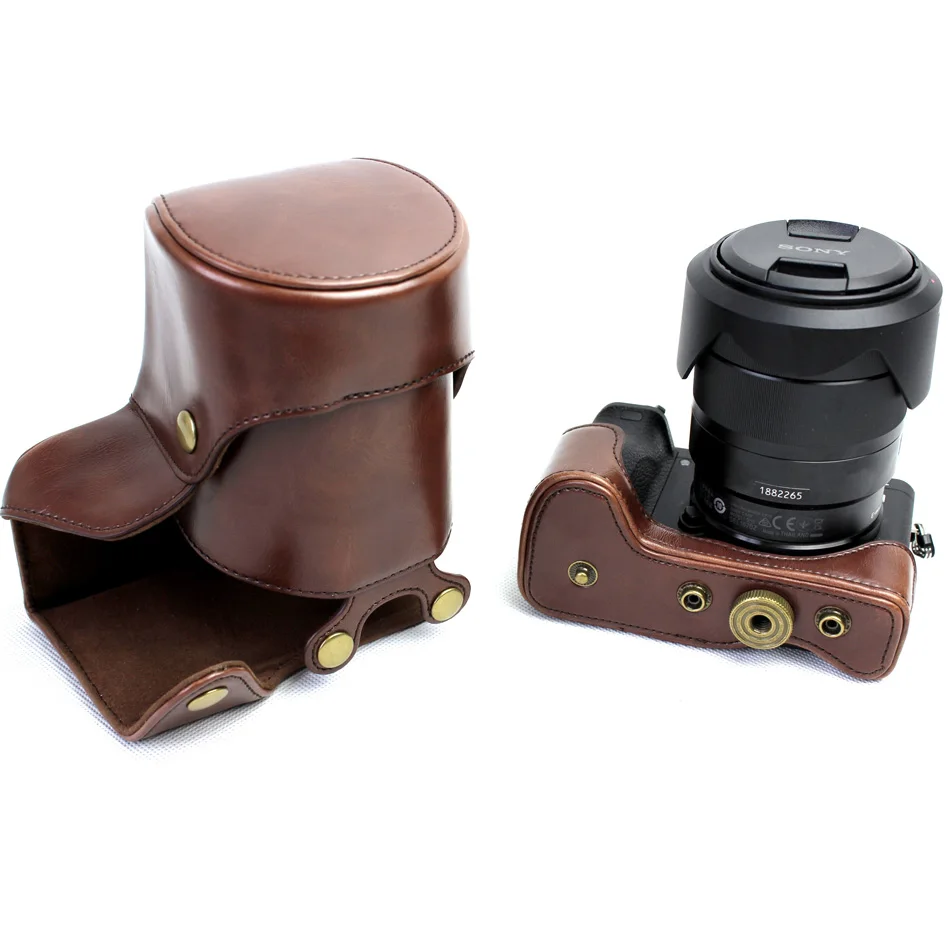 Черный/кофейный/Коричневый чехол для камеры из искусственной кожи Sony Alpha A6500 ILCE-6500