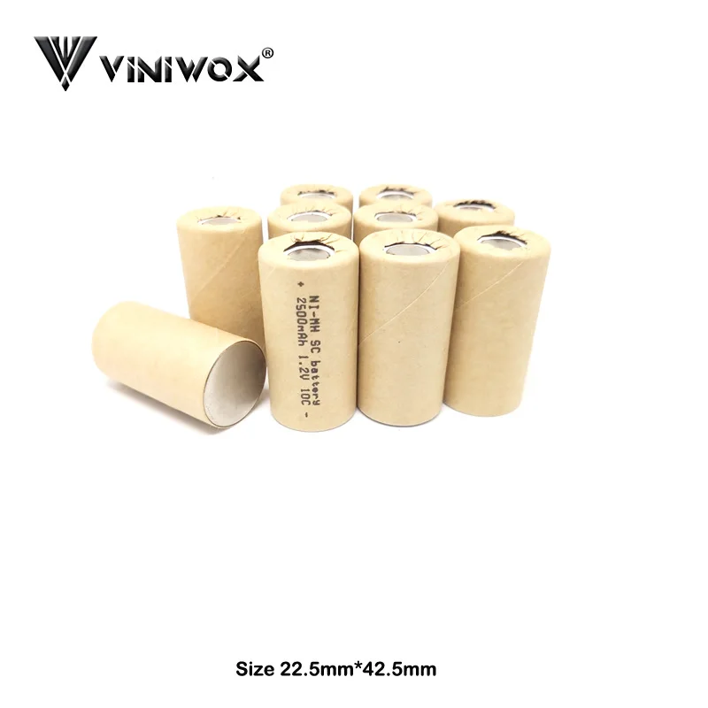10PCS 1,2 V SC 2500mAh аккумуляторная батарея Subc Ni-MH Cells DIY до 7,2 V 9,6 V 12V 3,6 V 6V 4,8 V Электроинструмент электрическая упаковка батареек - Цвет: 10PCS