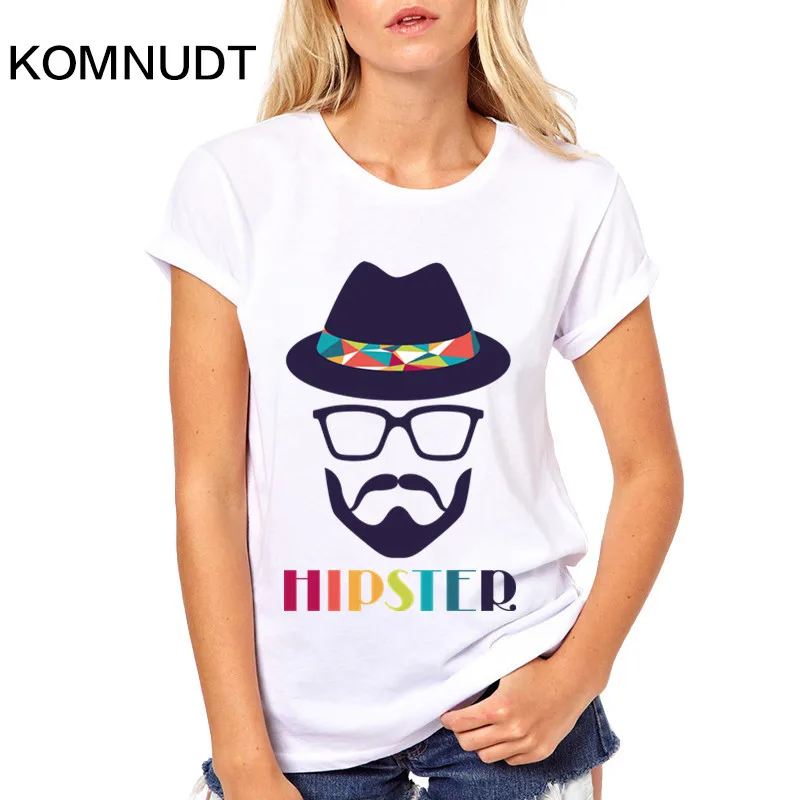 Komnudt 2018 последним бородатый усы печатных Забавные Creative Футболка Мода Женская