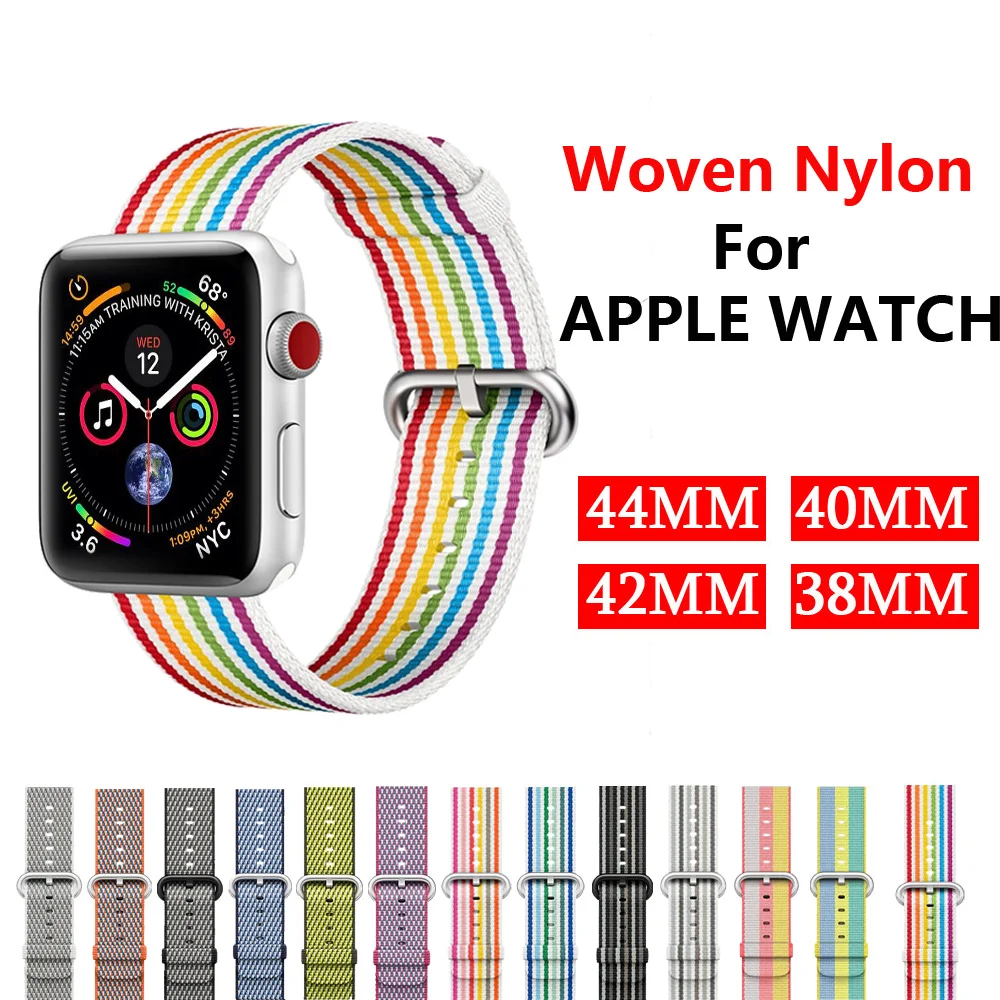 Тканый нейлоновый ремешок для наручных часов Apple Watch 4 44 мм 40 42 38 iwatch версия 4/3/2/1