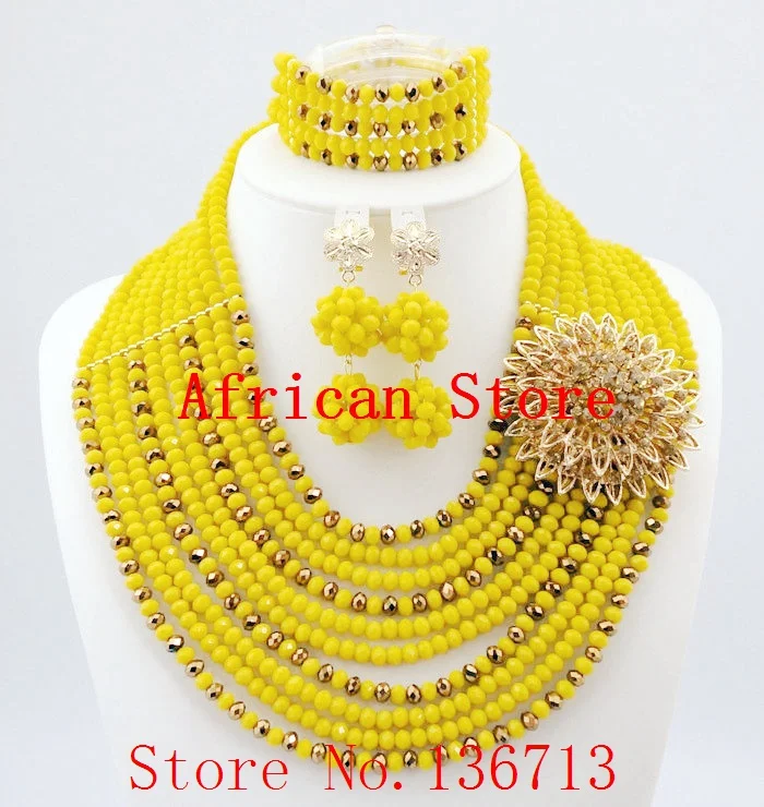 Новейшие африканские бусины набор ювелирных изделий нигерийские Свадебные 7