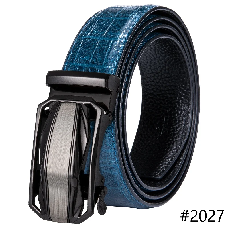 DK-2027-DJ-E Новые кожаные ремни для мужчин s Натуральная воловья кожа мужской ремень синий ремень высокое качество автоматическая пряжка мужской ремень для деловых DK-2072 - Цвет: DK-2027-DJ-E