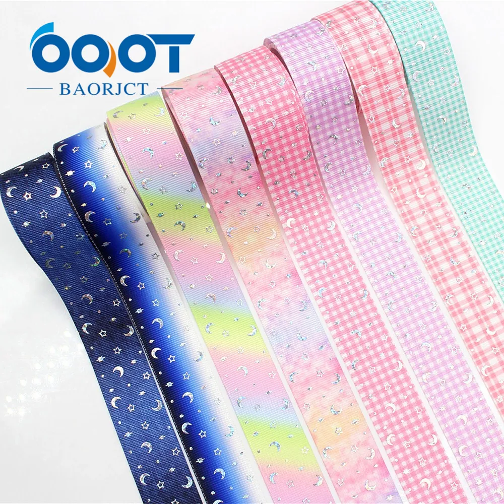 OOOT BAORJCT G-18604-319 блестящая Звезда Луна Лазерная Серебряная корсажная лента 25 мм 10