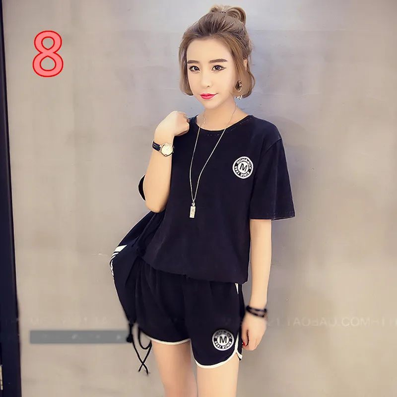 Женский летний костюм для отдыха с шортами и коротким рукавом 10 цветов простой