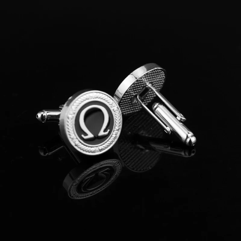 Запонки в виде подковы с эмалью для мужчин модные круглые запонки черного цвета