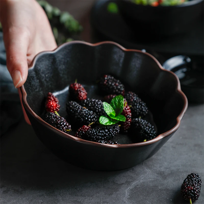 Ceramic Bowl Continental Rice Creative Black Household Glaze Color Dessert | Дом и сад